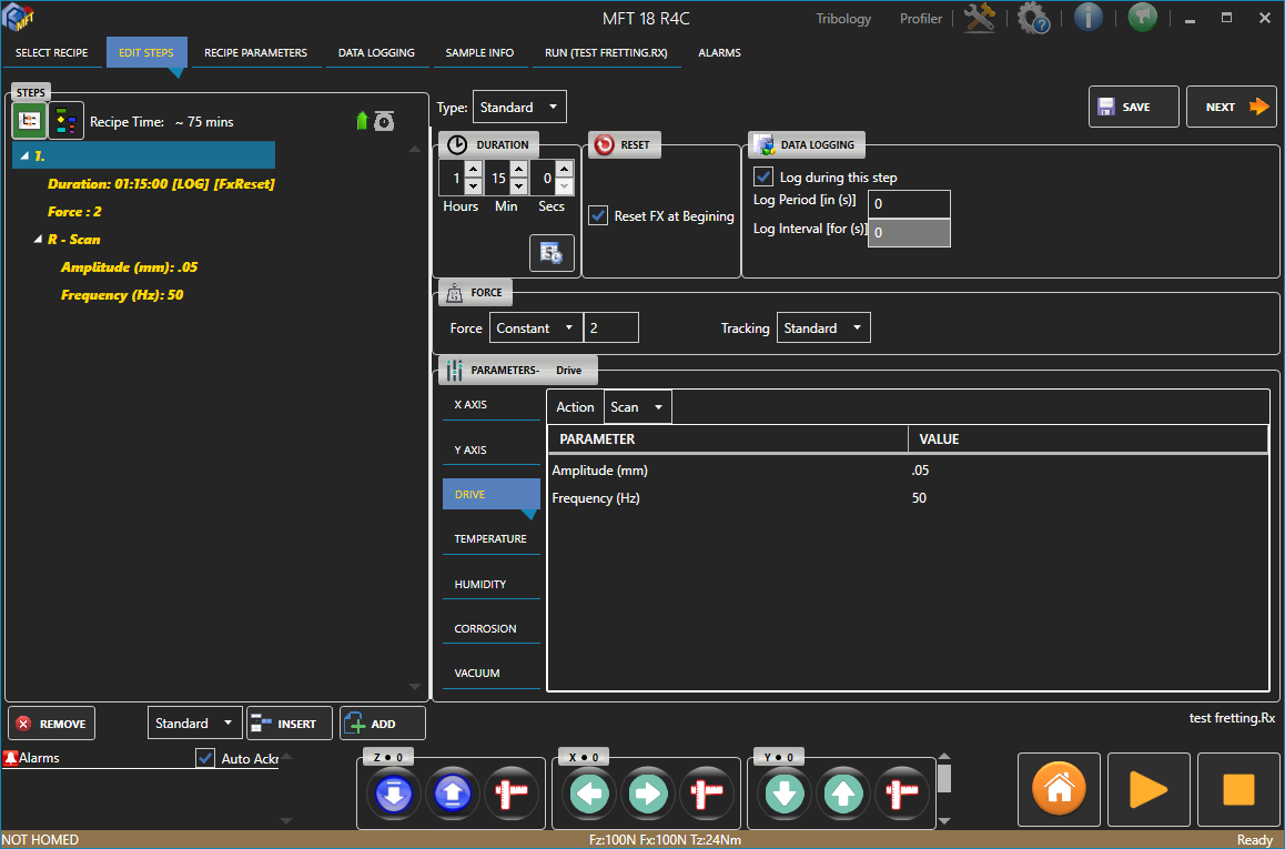 Interfaz del software RTEC