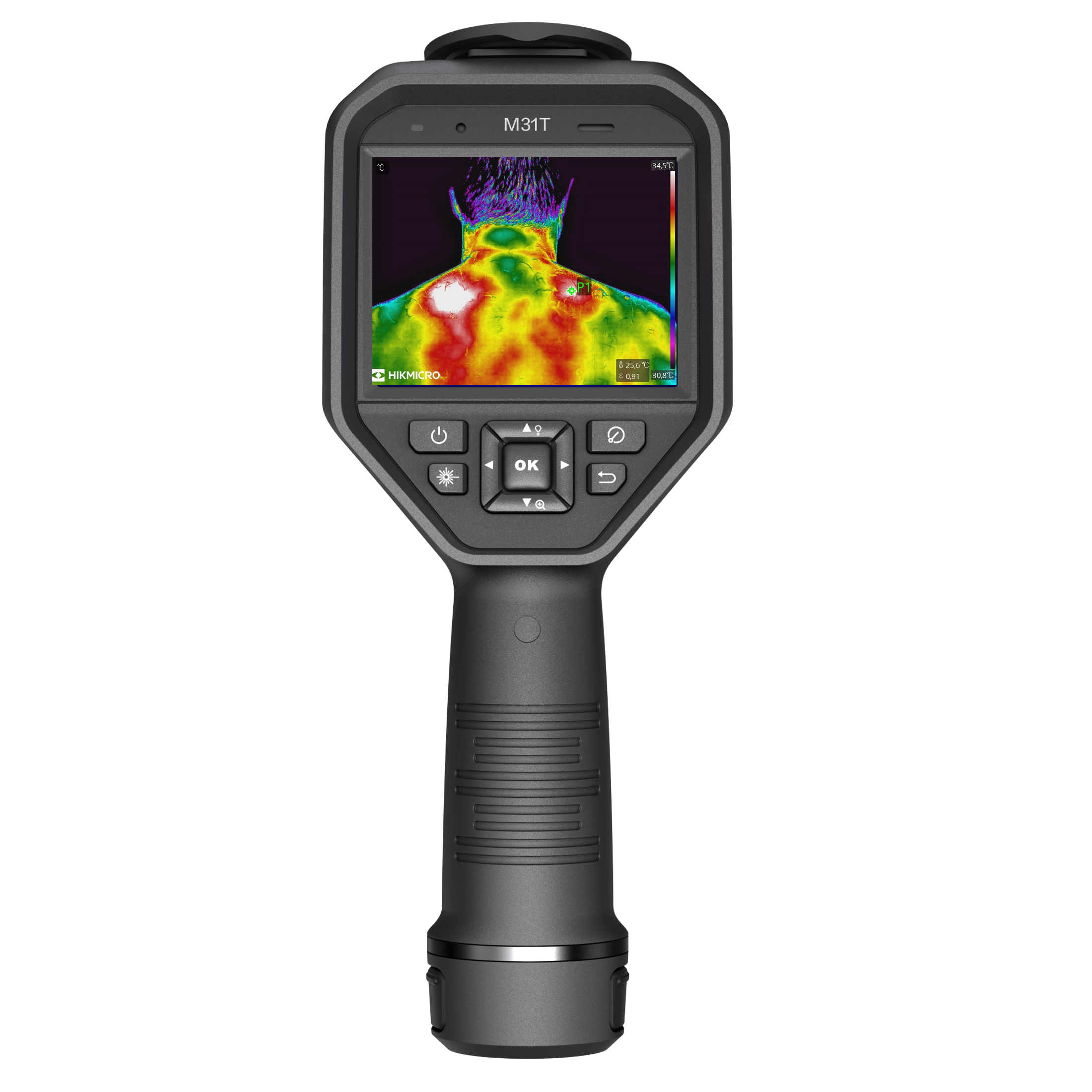 Câmara de imagem térmica para medir a temperatura de superfícies em ambientes de cuidados de saúde e veterinários.