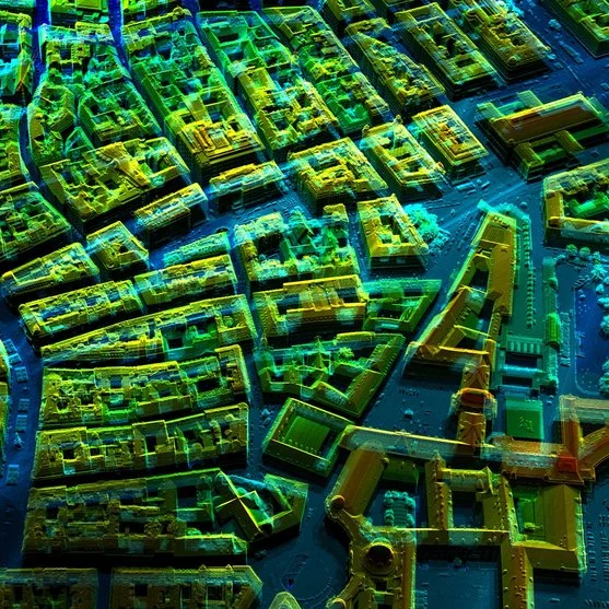 Aircraft lidar LiDAR technology for airplanes and helicopters allows the creation of detailed topographic models (high-density 3D point clouds) with sub-meter accuracy.
