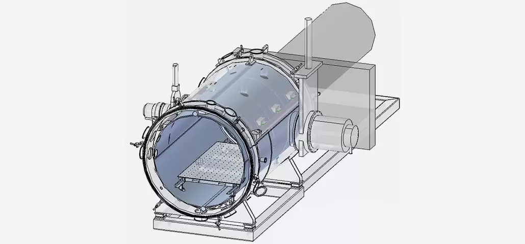 Las cámaras de simulación espacial, simulan las condiciones ambientales a las que se ven sometidos los satélites, partes de los mismos y sistemas de posicionamiento, en lo que se refiere principalmente a alto vacío y rangos de temperatura extrema.
